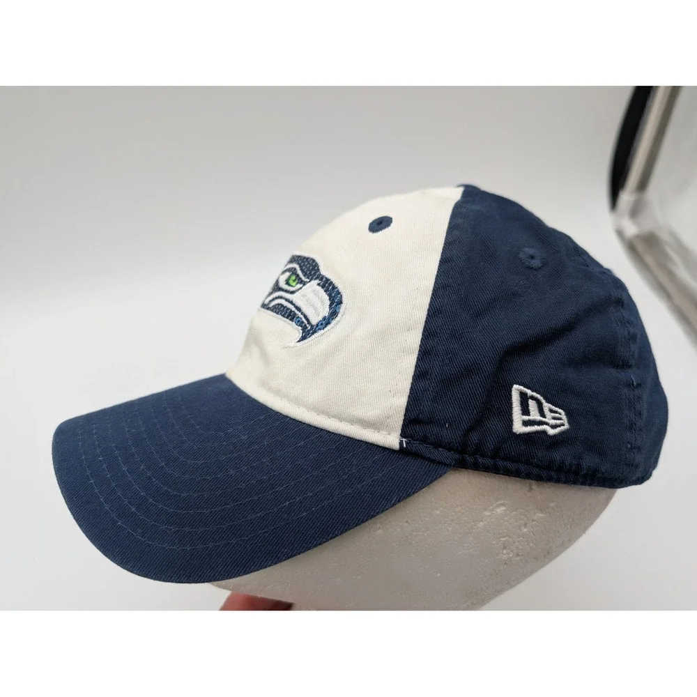 New Era 9FORTY Seattle Seahawks Womens Hat Navy White Sequined Logo Adjustable